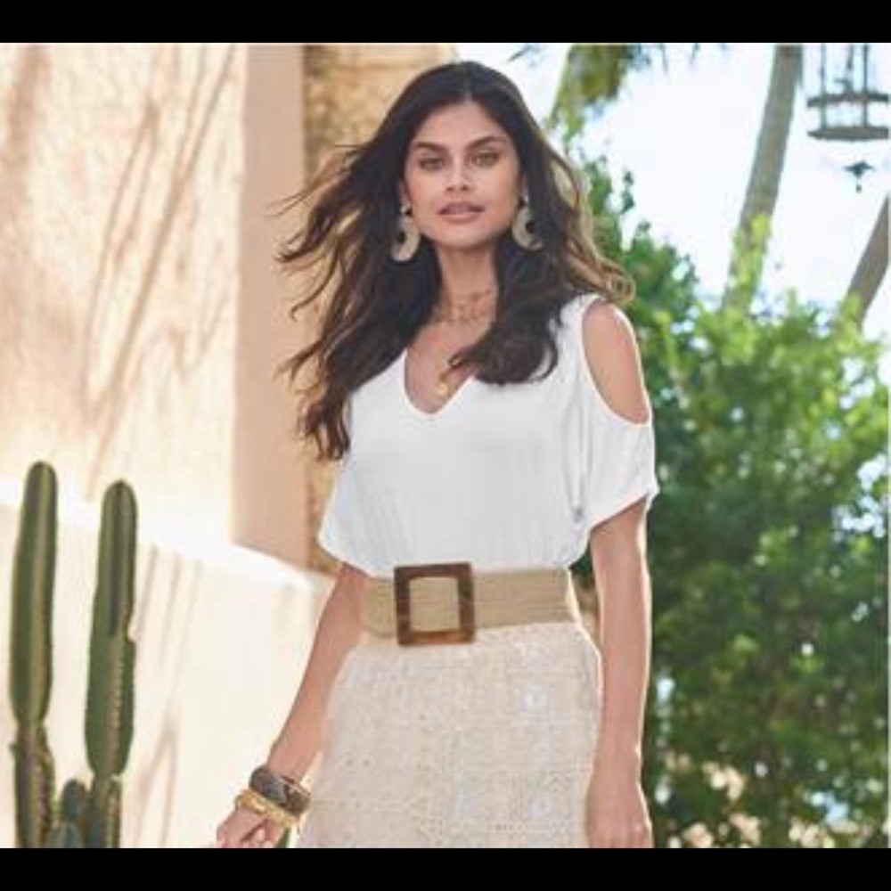 Venus cold shoulder white top